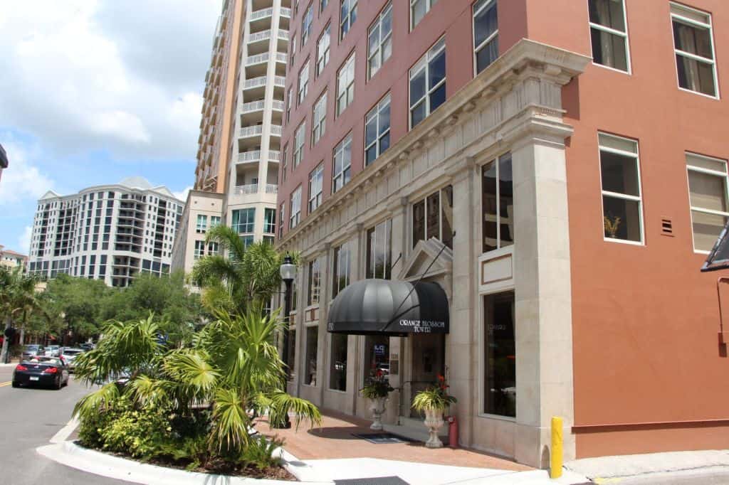 Orange Blossom Tower Condos For Sale in Downtown Sarasota, FL. - Building Entrance