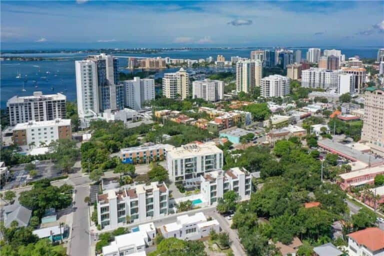 Orange Club Condos in Downtown Sarasota, FL. - Aerial View