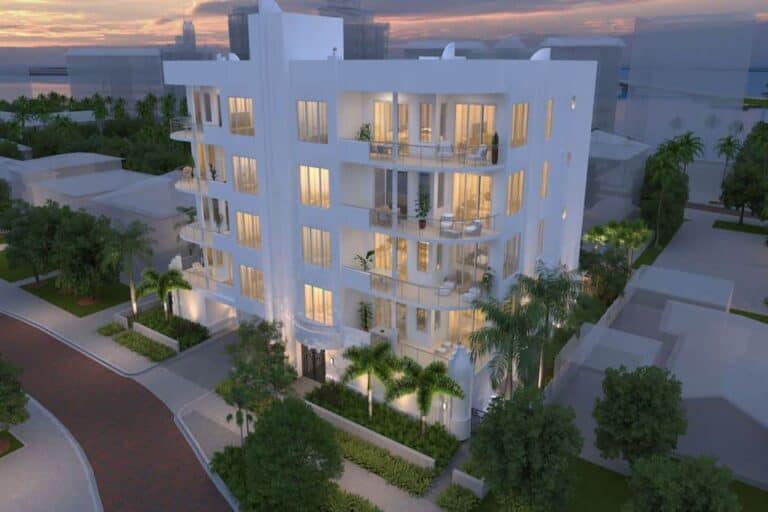 Pearl Condos in Downtown Sarasota, FL. - Aerial at Night