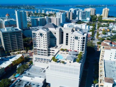 Plaza At Five Points Condos in Downtown Sarasota, FL. - Aerial