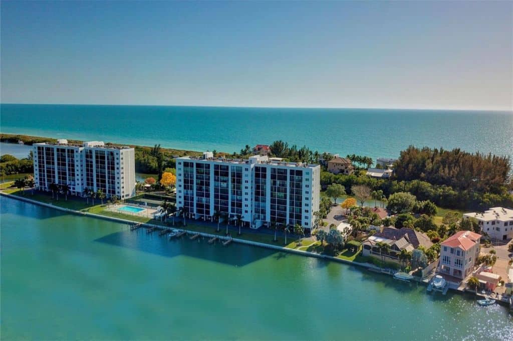 Pointe Condos in Siesta Key, FL. - Waterfront Aerial