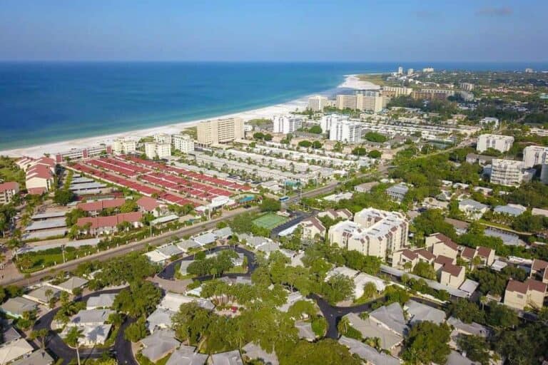 Polynesian Gardens Condos in Siesta Key, FL. - Aerial
