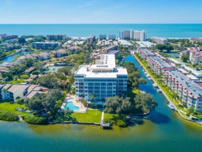 Siesta Harbor Condos For Sale in Siesta Key, FL. - Waterfront Aerial