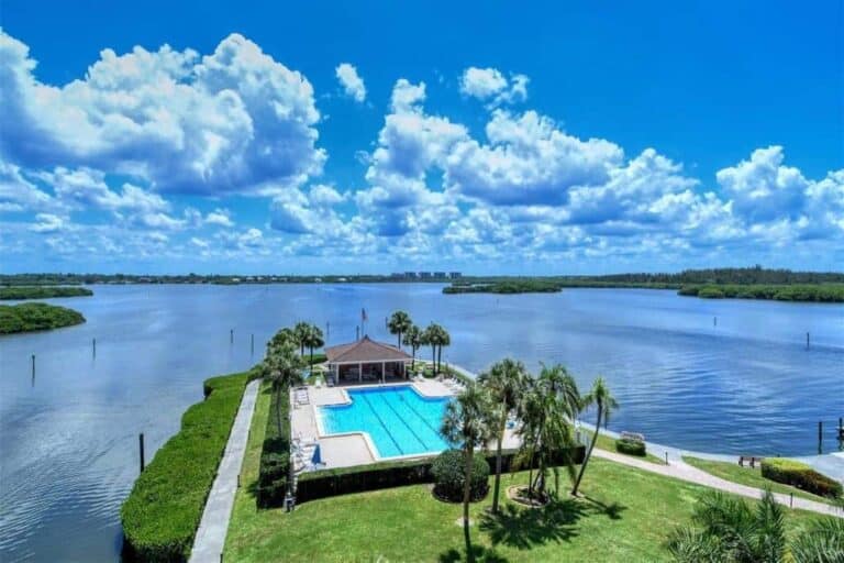 Sunrise Cove Condos in Siesta Key, FL. - Pool Aerial