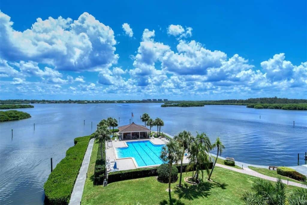 Sunrise Cove Condos in Siesta Key, FL.  - Pool Aerial