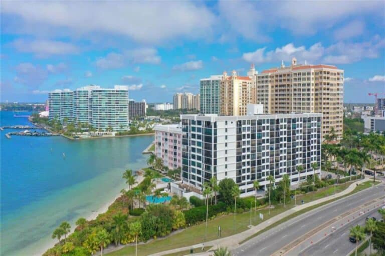 Sunset Towers Condos in Downtown Sarasota, FL. - Building Aerial