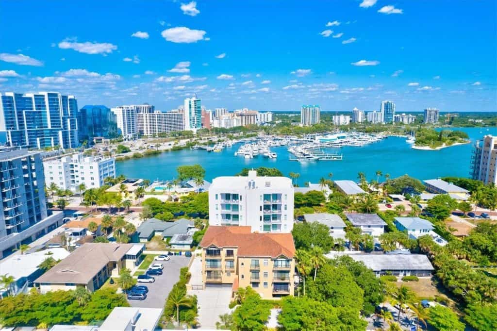 Toscano Condos in Downtown Sarasota, FL. - Aerial