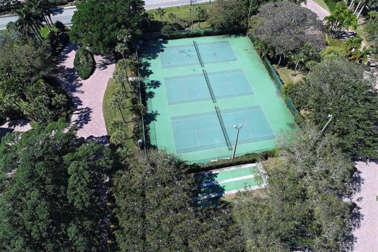 Turtle Bay Condos in Siesta Key, FL. - Tennis Courts Aerial