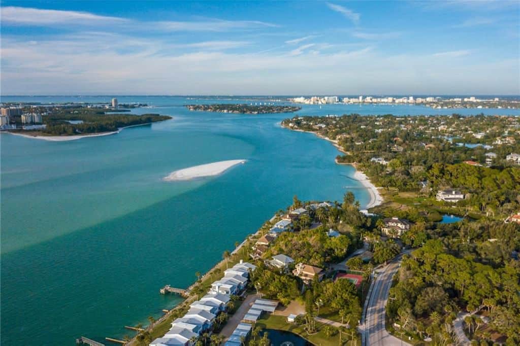 Banyan Club Homes in Siesta Key, FL. - Waterfront Aerial