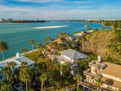 Banyan Club Homes in Siesta Key, FL. - Waterfront Aerial