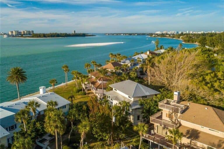 Banyan Club Homes in Siesta Key, FL. - Waterfront Aerial