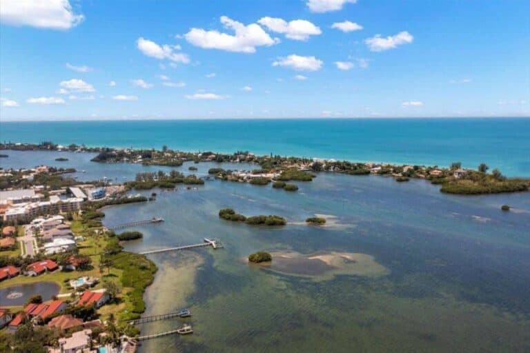 Bay Acres Homes in Osprey, FL. - Waterfront Aerial