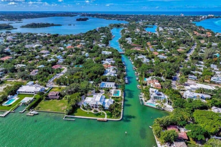 Bay Island Homes in Siesta Key, FL. - Aerial