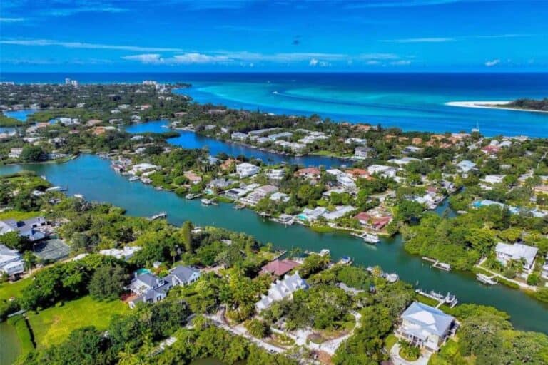Bay Island Homes in Siesta Key, FL. - Aerial