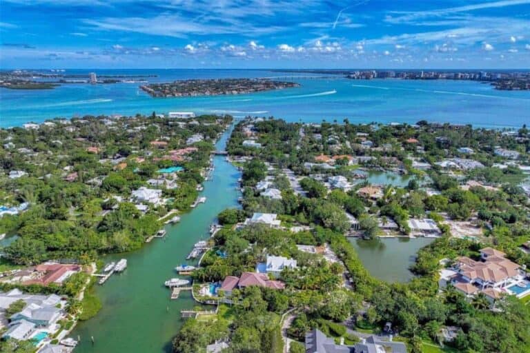 Bay Island Homes in Siesta Key, FL. - Aerial