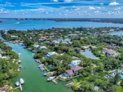 Bay Island Homes in Siesta Key, FL. - Aerial