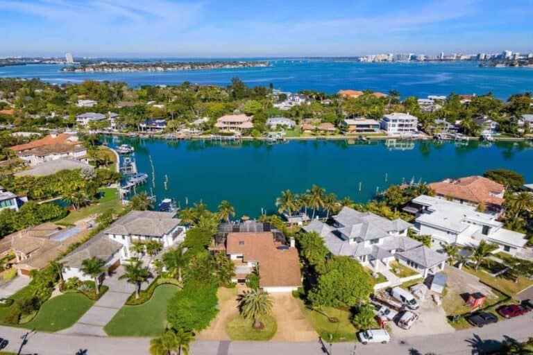 Bay Island Shores Homes in Siesta Key, FL. - Aerial