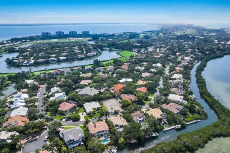 Bay Isles Homes in Longboat Key, FL. - Aerial