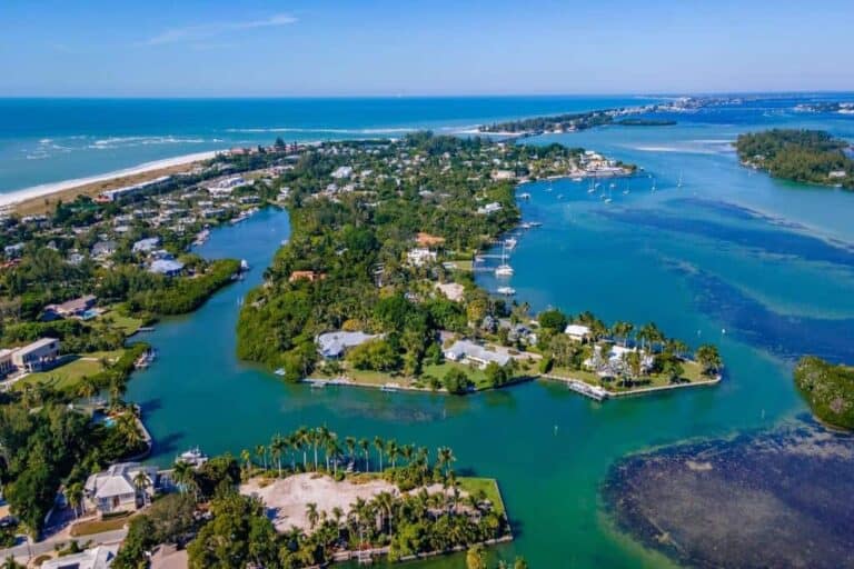 Bayou Hammock Homes in Longboat Key, FL. - Aerial