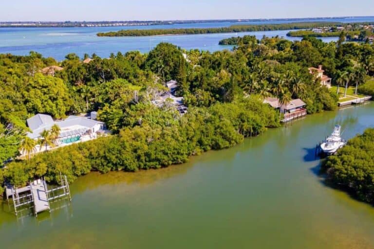 Bayou Hammock Homes in Longboat Key, FL. - Aerial