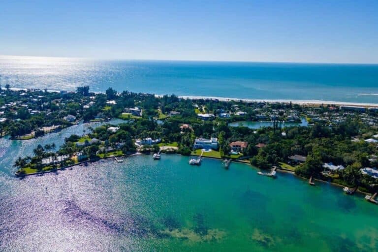 Bayou Hammock Homes in Longboat Key, FL. - Aerial