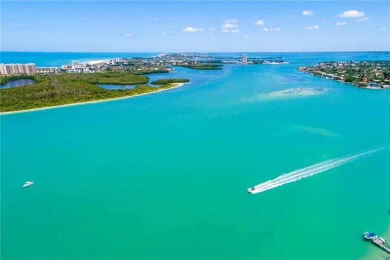 Bayou Louise Homes in Siesta Key, FL. - Gulf of Mexico Aerial