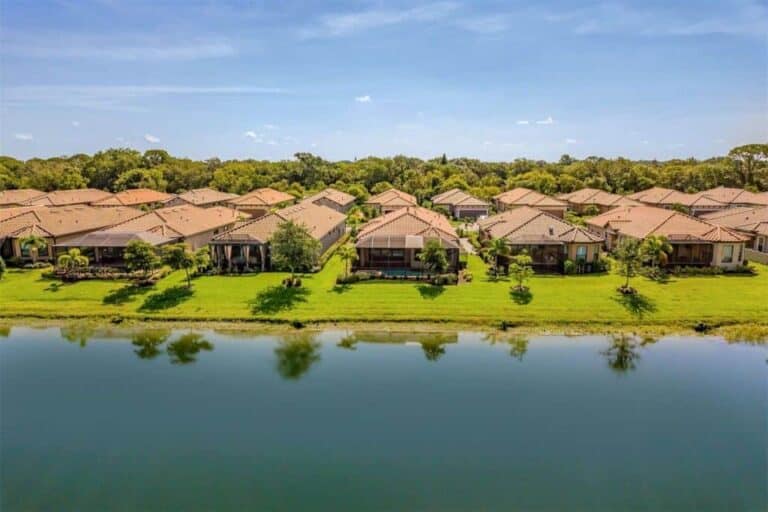 Bellacina Homes in Nokomis, FL. - Lake Aerial