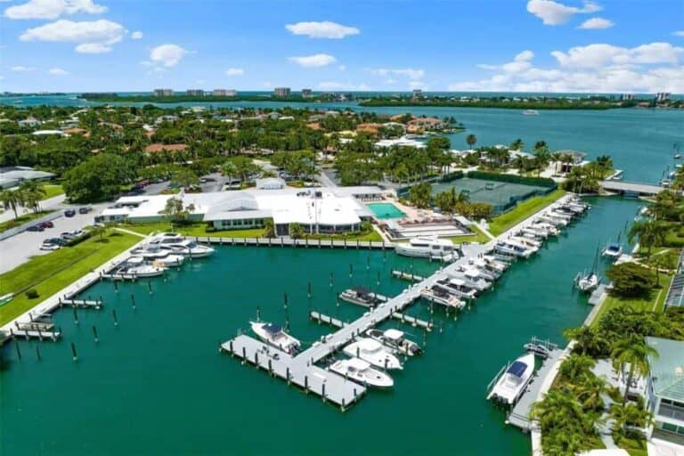 Bird Key Homes in Sarasota, FL. - Marina Aerial