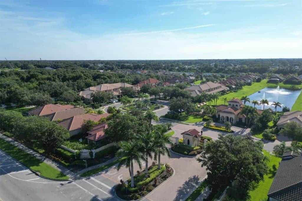 Bougainvillea Homes in Ellenton, FL. - Gated Entrance Aerial