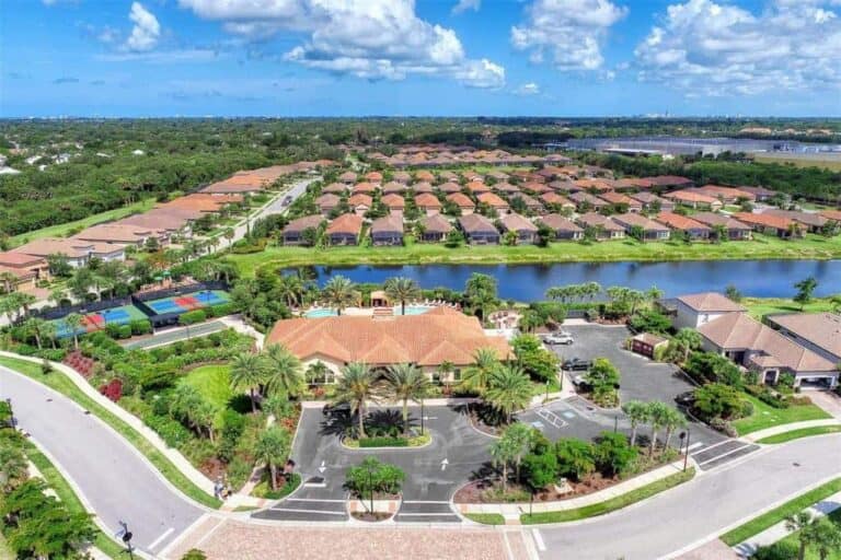 Cobblestone Homes in Palmer Ranch Sarasota, FL. - Amenity Center Aerial