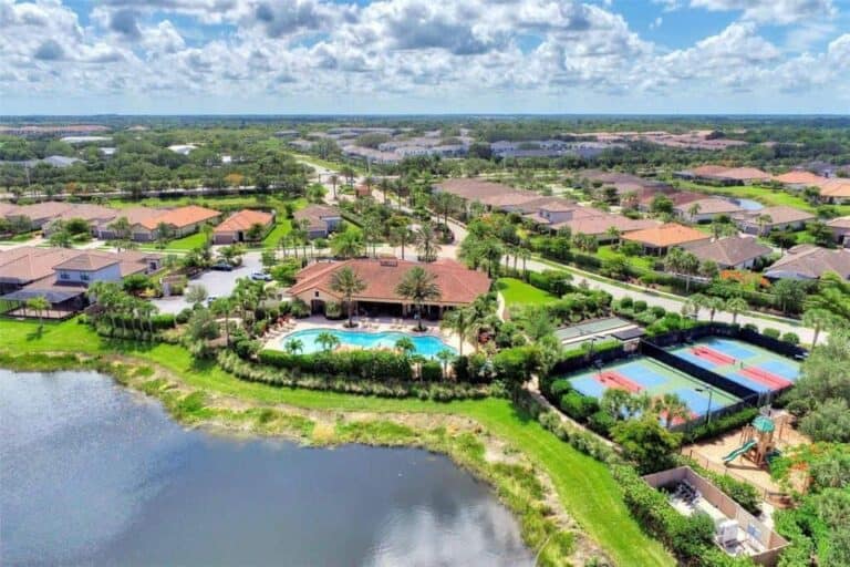 Cobblestone Homes in Palmer Ranch Sarasota, FL. - Amenity Center Aerial