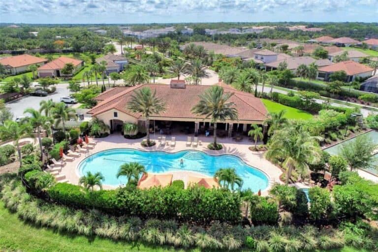 Cobblestone Homes in Palmer Ranch Sarasota, FL. - Pool Aerial