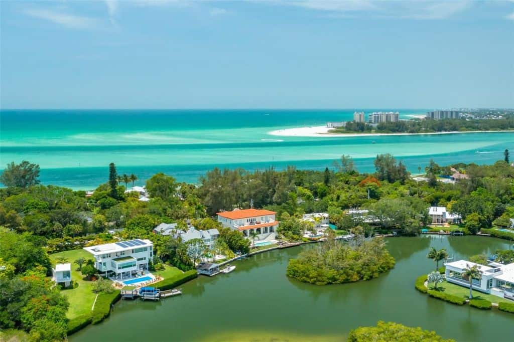 Cocoanut Bayou Homes in Siesta Key, FL. - Aerial