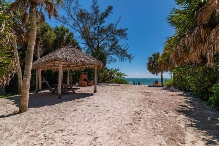 Cocoanut Bayou Homes in Siesta Key, FL. - Private Beach Access Tiki Hut