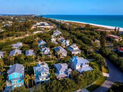 Conrad Beach Homes in Longboat Key, FL. - Waterfront Aerial