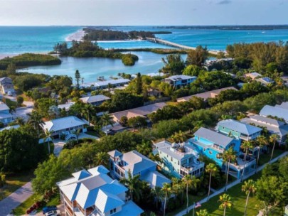 Conrad Beach Homes in Longboat Key, FL. - Waterfront Aerial