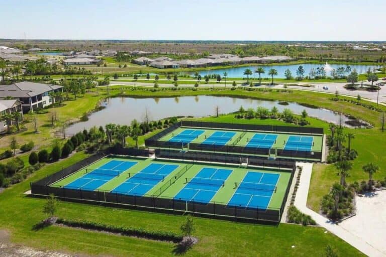 Country Club East Homes in Lakewood Ranch, FL. - Pickleball Courts Aerial