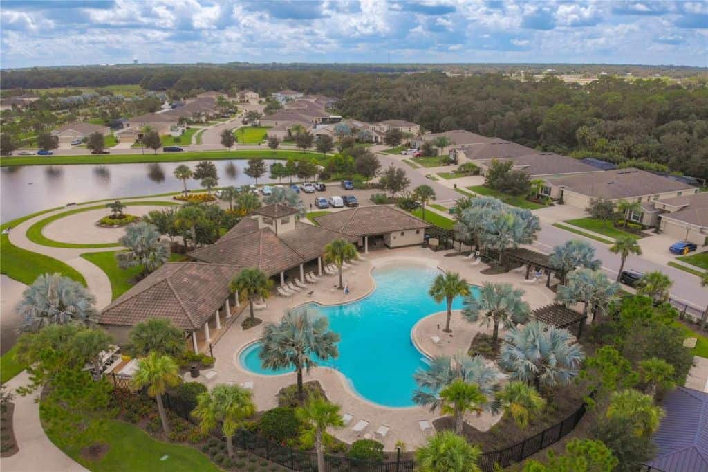 Del Tierra Homes in Bradenton, FL. - Amenity Center Aerial