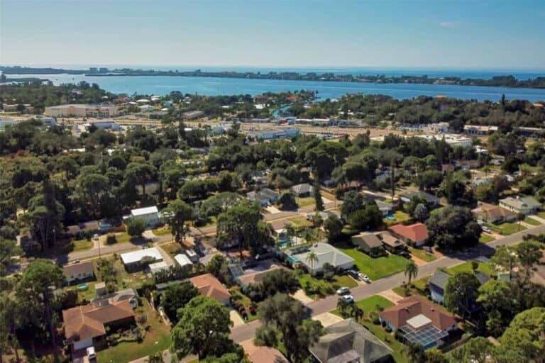 Gulf Gate Pines Homes in Sarasota, FL. - Gulf of Mexico Aerial