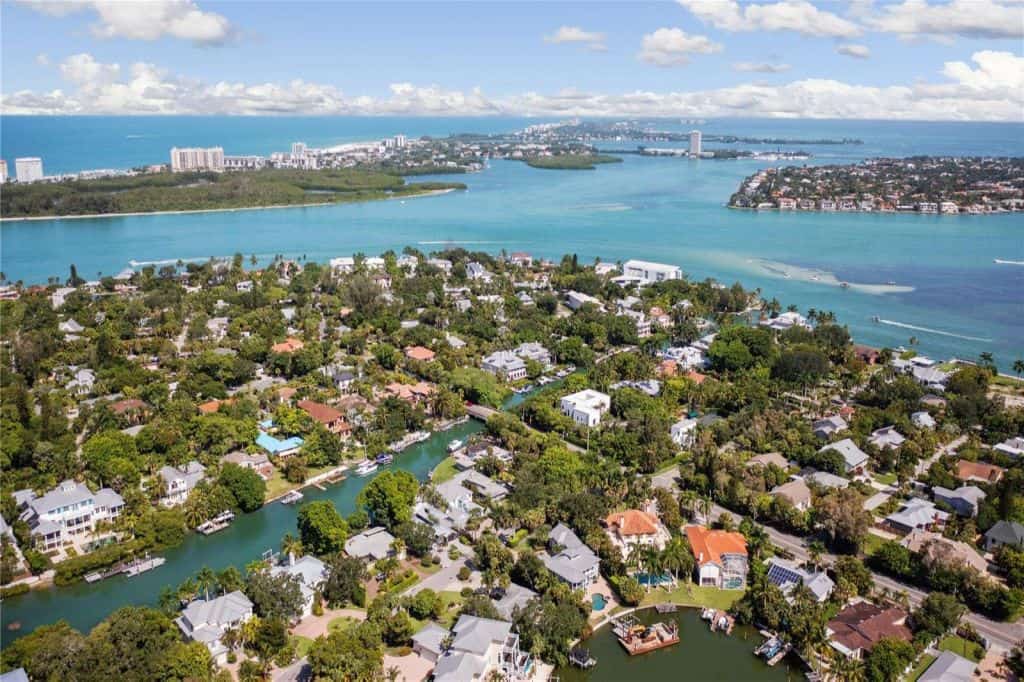 Gulf Water View Homes in Siesta Key, FL. - Aerial