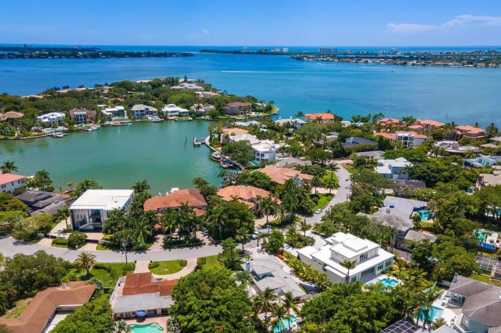 Harbor Acres Homes For Sale in Sarasota, FL. - Waterfont Aerial