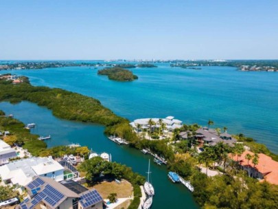 Hidden Harbor Homes in Siesta Key, FL. - Waterfront Aerial