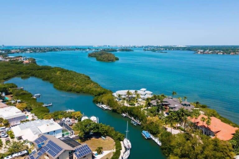Hidden Harbor Homes in Siesta Key, FL. - Waterfront Aerial