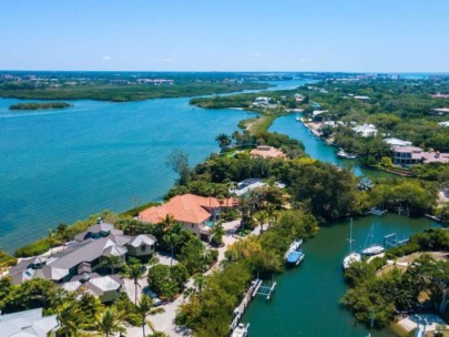 Hidden Harbor Homes in Siesta Key, FL. - Waterfront Aerial