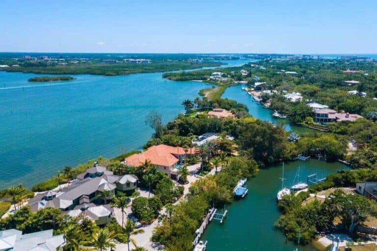 Hidden Harbor Homes in Siesta Key, FL. - Waterfront Aerial