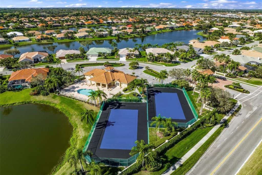 Laurel Lakes Homes in Sarasota, FL. - Amenity Center Aerial