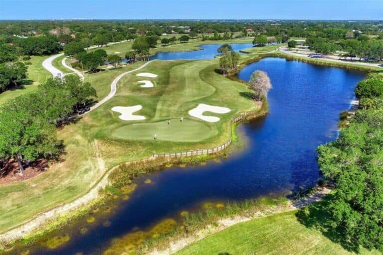 Laurel Oak Estates Homes in Sarasota, FL. - Golf Course Aerial