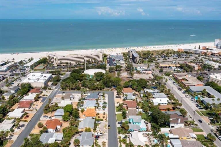 Lido Beach Homes on Lido Key Sarasota, FL. - Aerial