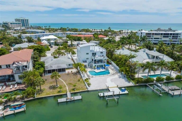 Lido Beach Homes on Lido Key Sarasota, FL. - Aerial