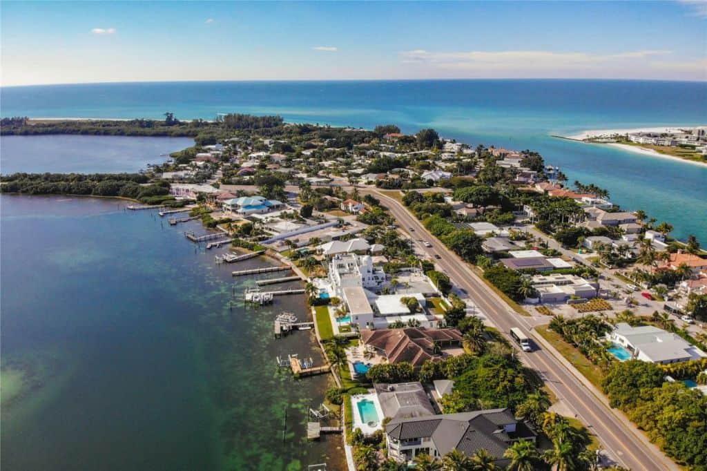 Lido C Homes on Lido Key, FL. - Island Aerial